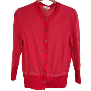 St John Sport Cardigan Sweater Monogramed Lightweight size Small Pink